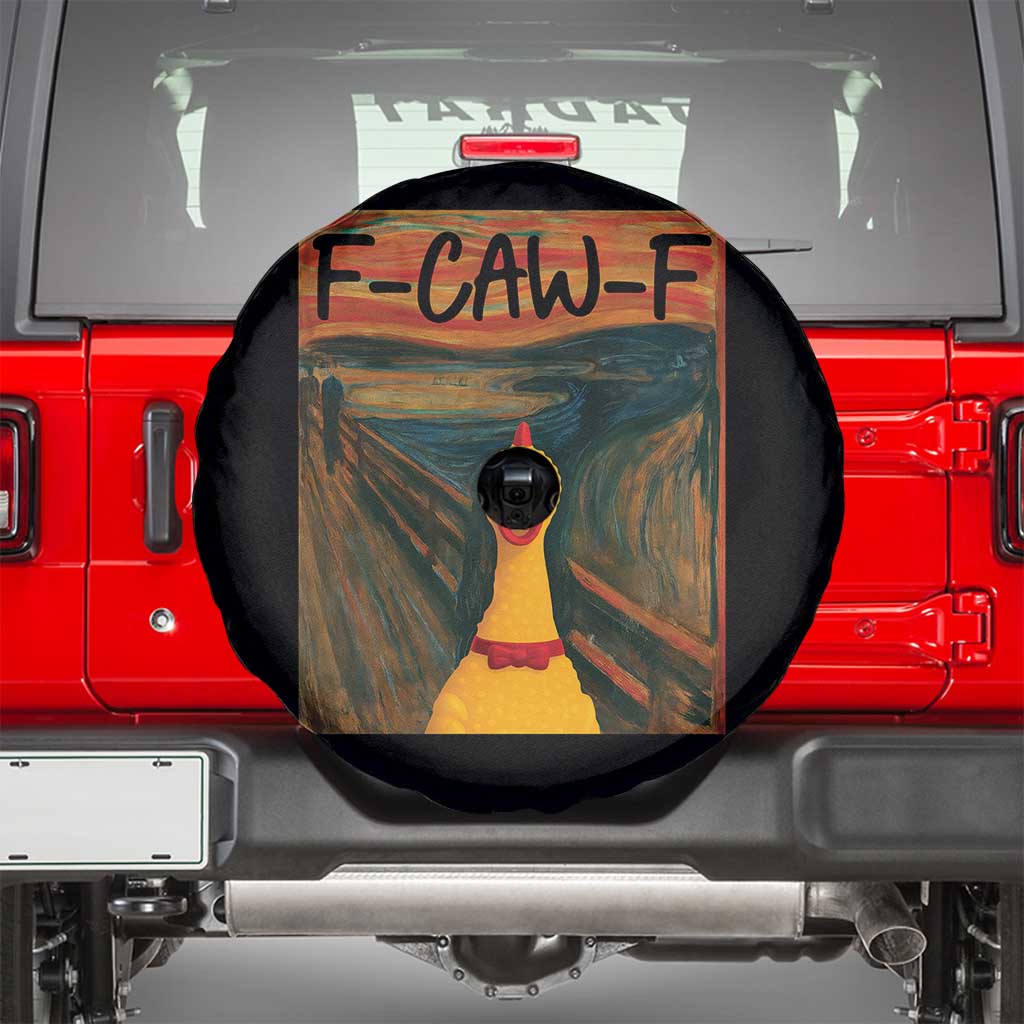 F Caw F Screaming Chicken Spare Tire Cover Funny Fawk Off Meme TS10 Black Print Your Wear