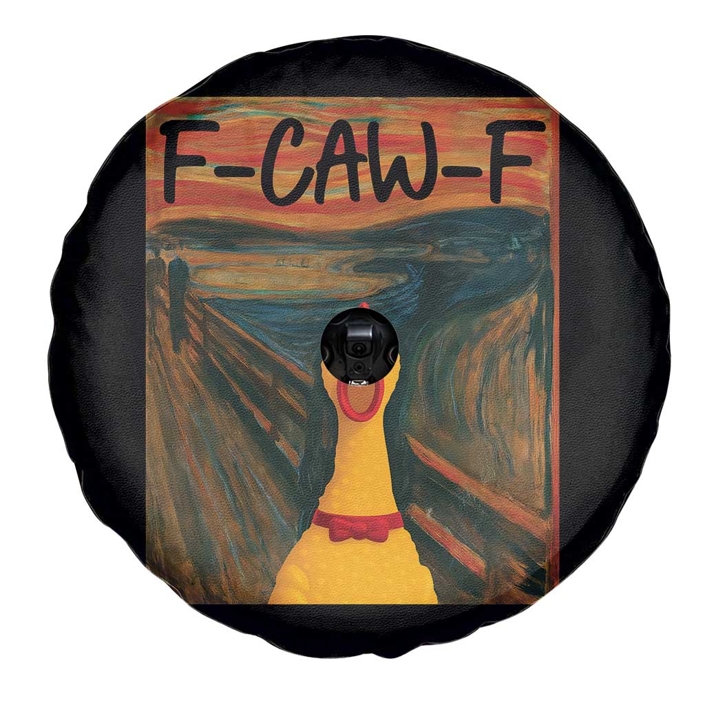 F Caw F Screaming Chicken Spare Tire Cover Funny Fawk Off Meme TS10 Print Your Wear