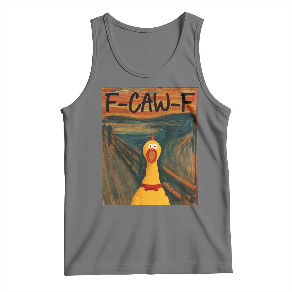 F Caw F Screaming Chicken Tank Top Funny Fawk Off Meme TS10 Black Heather Print Your Wear