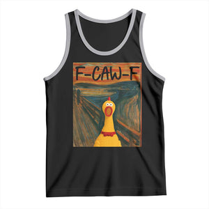 F Caw F Screaming Chicken Tank Top Funny Fawk Off Meme TS10 Black Athletic Heather Print Your Wear