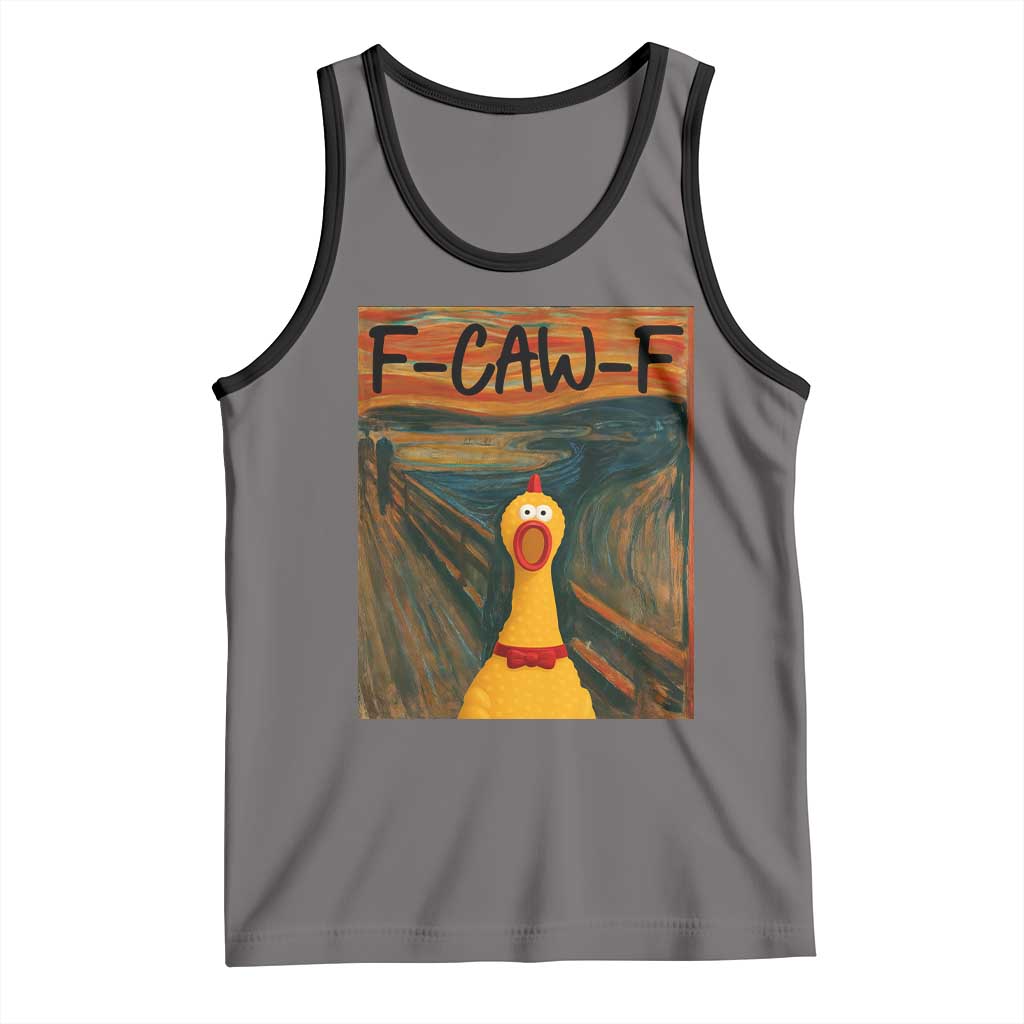 F Caw F Screaming Chicken Tank Top Funny Fawk Off Meme TS10 Deep Heather Black Print Your Wear