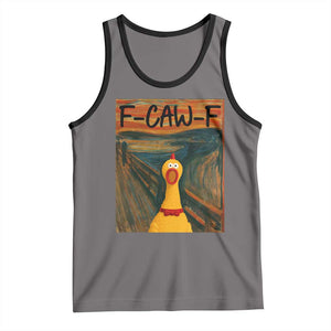 F Caw F Screaming Chicken Tank Top Funny Fawk Off Meme TS10 Deep Heather Black Print Your Wear