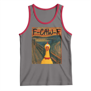 F Caw F Screaming Chicken Tank Top Funny Fawk Off Meme TS10 Deep Heather Red Print Your Wear