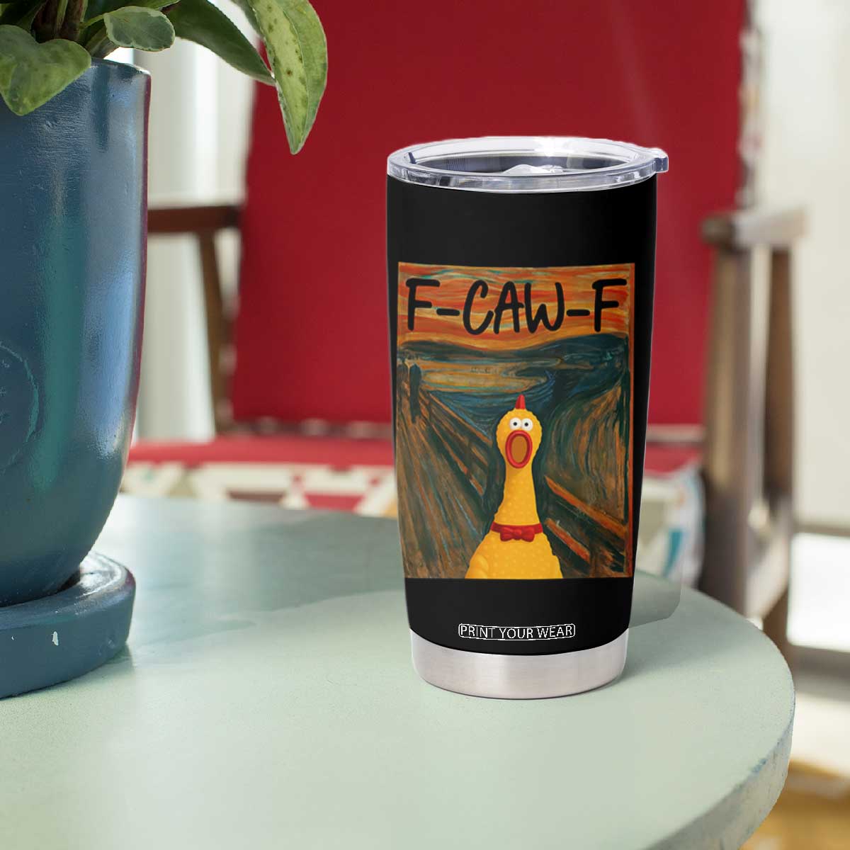 F Caw F Screaming Chicken Tumbler Cup Funny Fawk Off Meme TS10 Print Your Wear