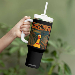 F Caw F Screaming Chicken Tumbler With Handle Funny Fawk Off Meme TS10 Print Your Wear
