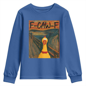 F Caw F Screaming Chicken Youth Sweatshirt Funny Fawk Off Meme TS10 Royal Blue Print Your Wear