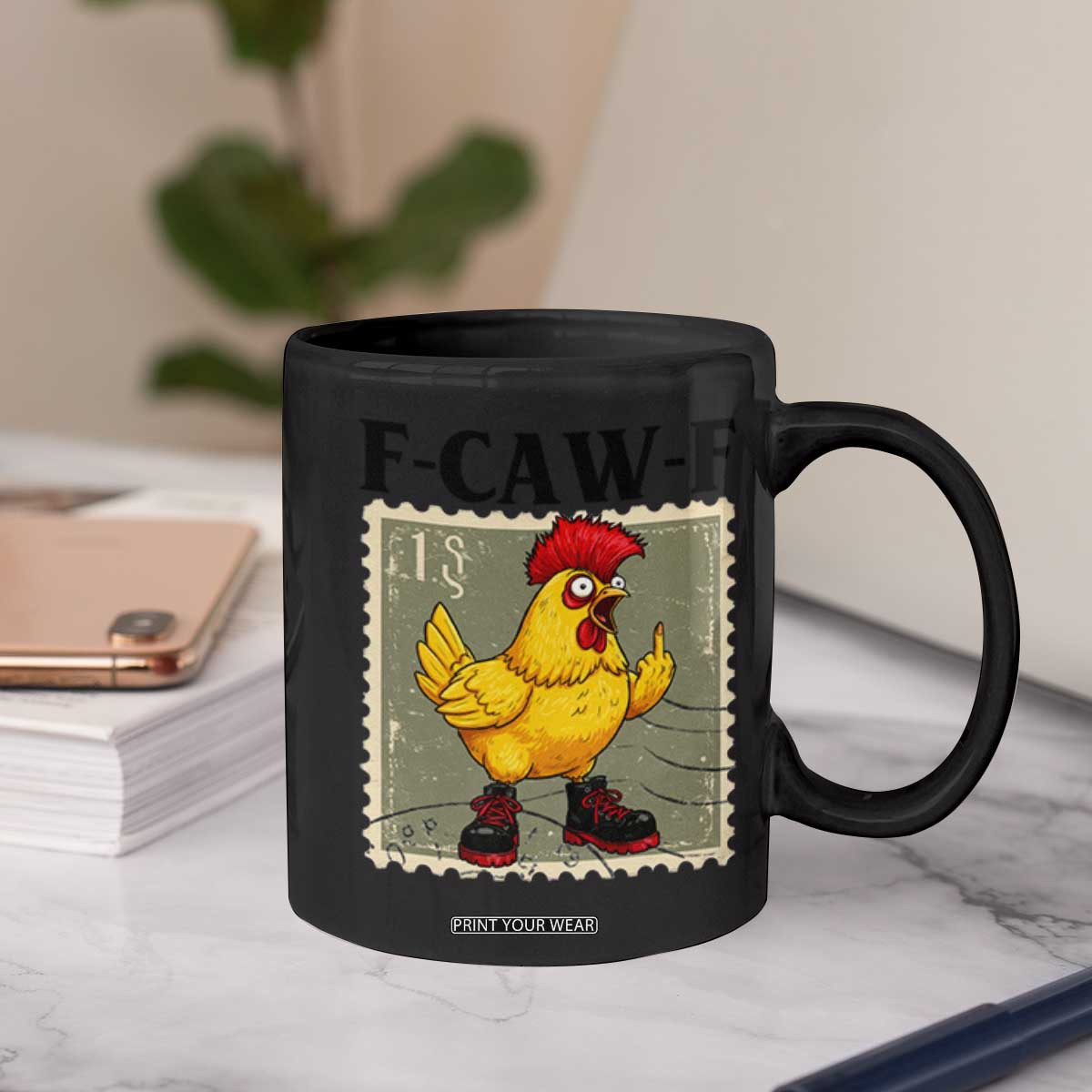 F Caw F Screaming Chicken Coffee Mug Metal Heavy Punk Rock Music TS10 Print Your Wear