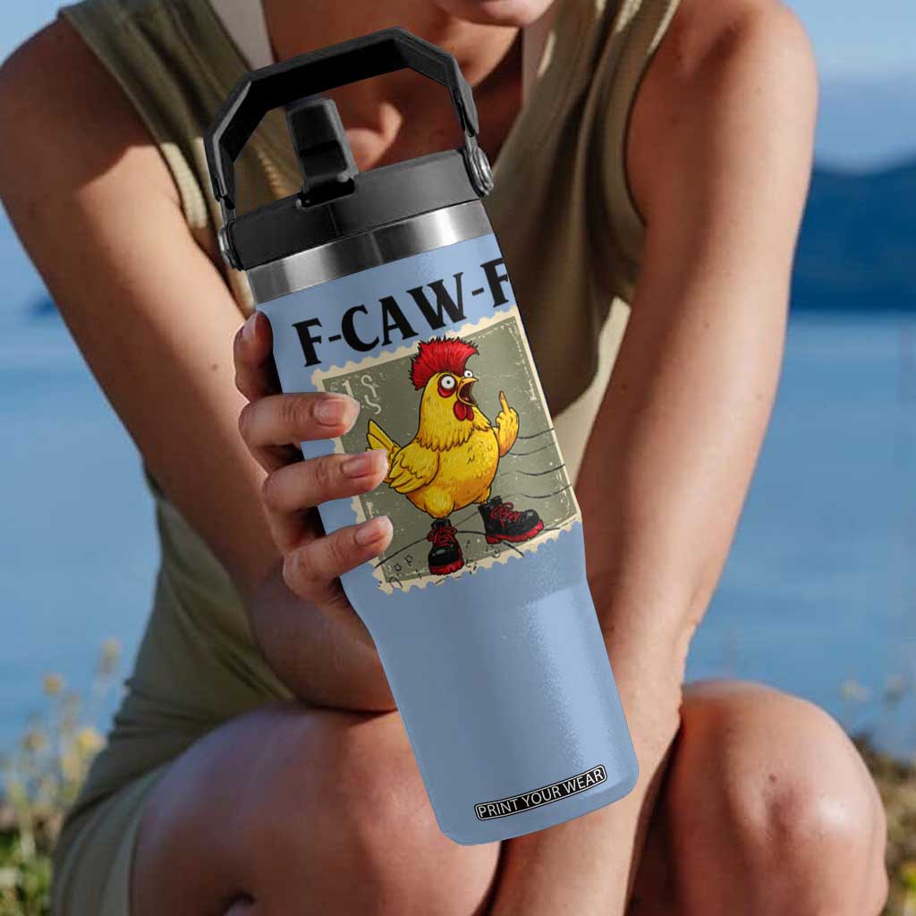 F Caw F Screaming Chicken Flip Straw Tumbler Metal Heavy Punk Rock Music TS10 One Size: 30 oz Light Blue Print Your Wear