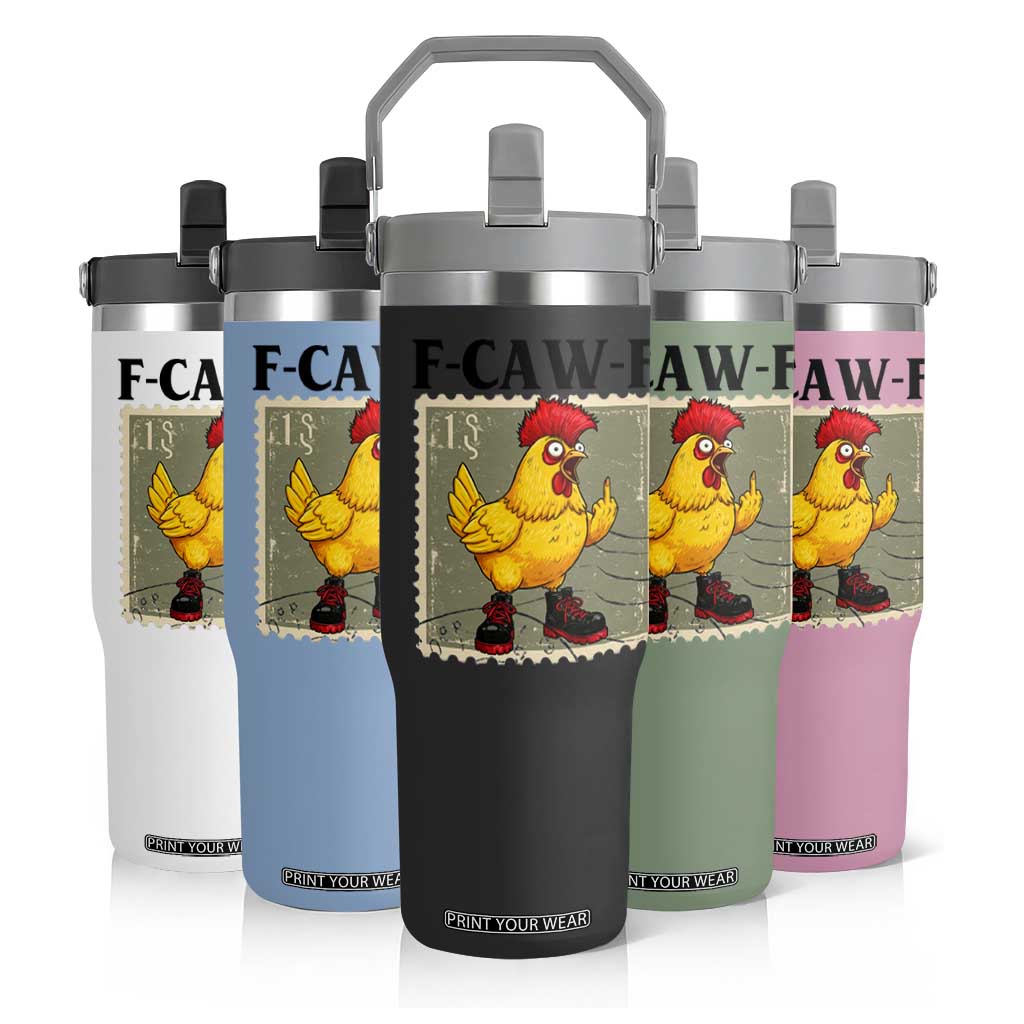 F Caw F Screaming Chicken Flip Straw Tumbler Metal Heavy Punk Rock Music TS10 Print Your Wear
