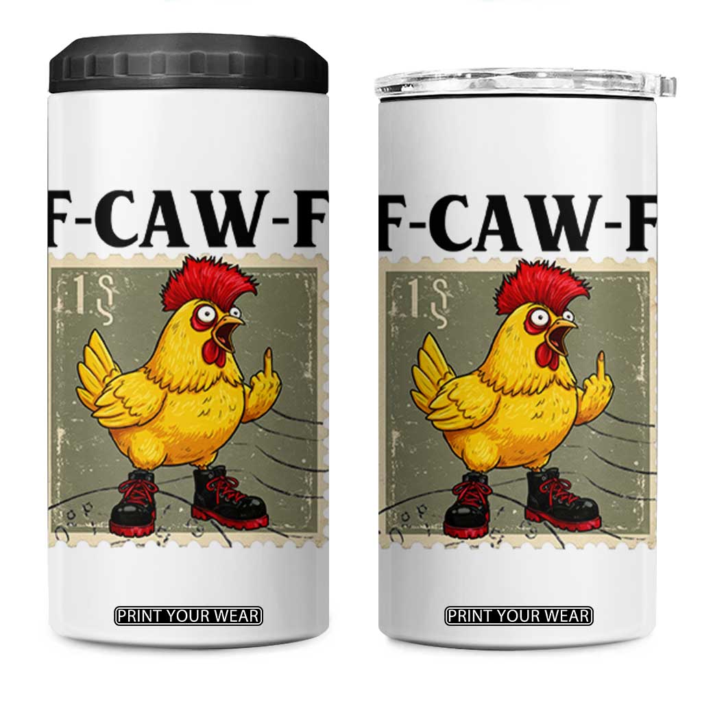 F Caw F Screaming Chicken 4 in 1 Can Cooler Tumbler Metal Heavy Punk Rock Music TS10 One Size: 16 oz White Print Your Wear