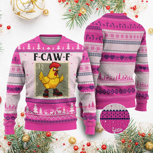 F Caw F Screaming Chicken Ugly Christmas Sweater Metal Heavy Punk Rock Music TS10 Hot Pink Print Your Wear