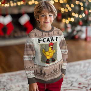 F Caw F Screaming Chicken Ugly Christmas Sweater Metal Heavy Punk Rock Music TS10 Mocha Mousse Print Your Wear