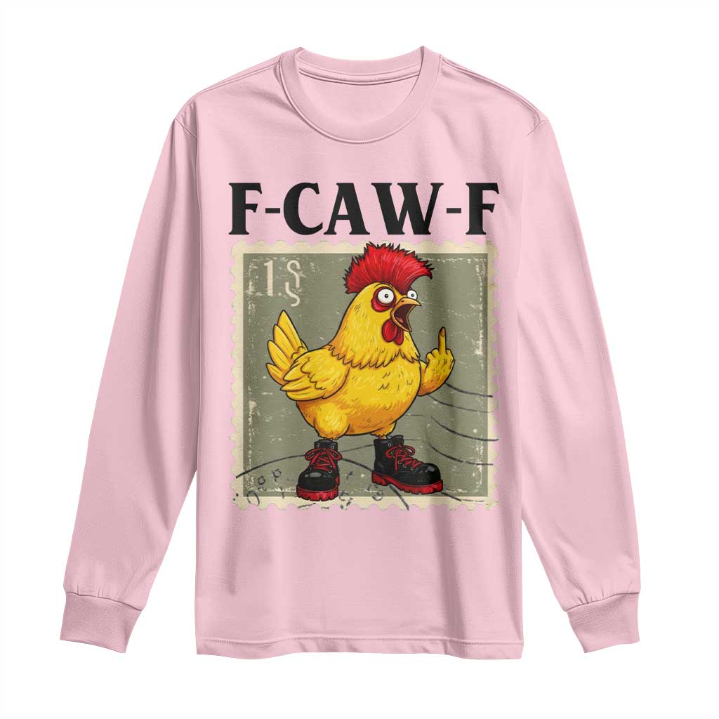 F Caw F Screaming Chicken Long Sleeve Shirt Metal Heavy Punk Rock Music TS10 Light Pink Print Your Wear