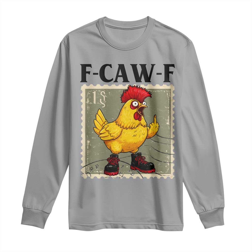 F Caw F Screaming Chicken Long Sleeve Shirt Metal Heavy Punk Rock Music TS10 Sport Gray Print Your Wear