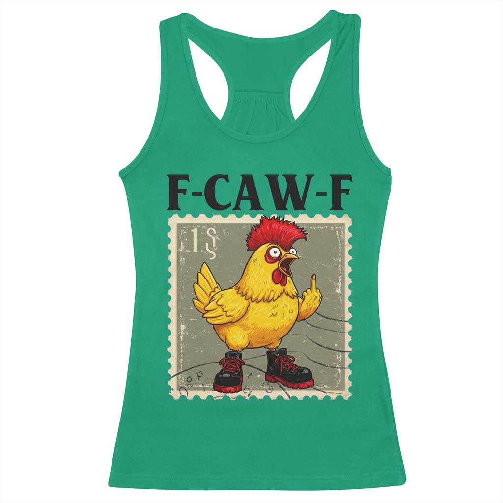 F Caw F Screaming Chicken Racerback Tank Top Metal Heavy Punk Rock Music TS10 Irish Green Print Your Wear