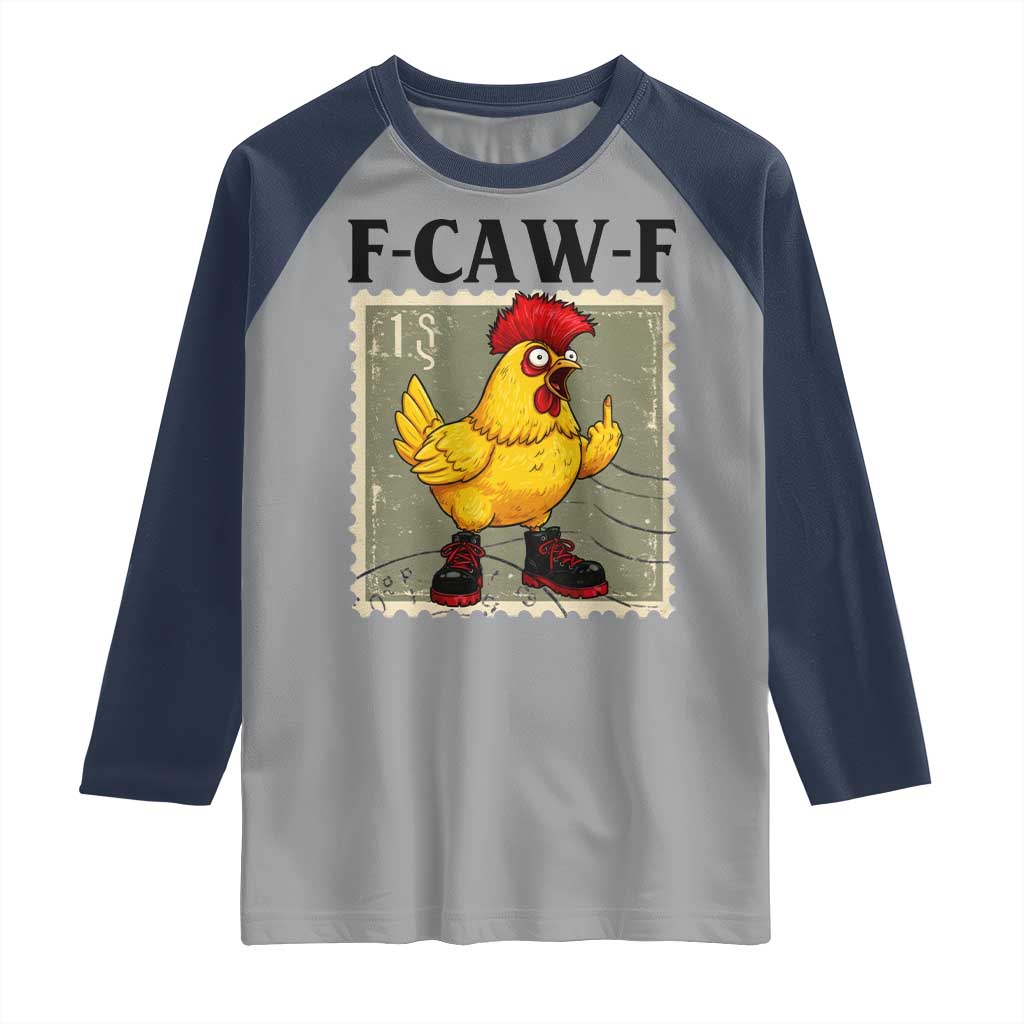 F Caw F Screaming Chicken Raglan Shirt Metal Heavy Punk Rock Music TS10 Sport Gray Navy Print Your Wear