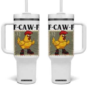 F Caw F Screaming Chicken Tumbler With Handle Metal Heavy Punk Rock Music TS10 One Size: 40 oz White Print Your Wear