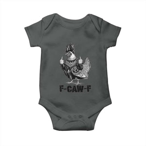 F Caw F Screaming Chicken Baby Onesie Metal Heavy Punk Rock Music Lovers TS10 Dark Heather Print Your Wear