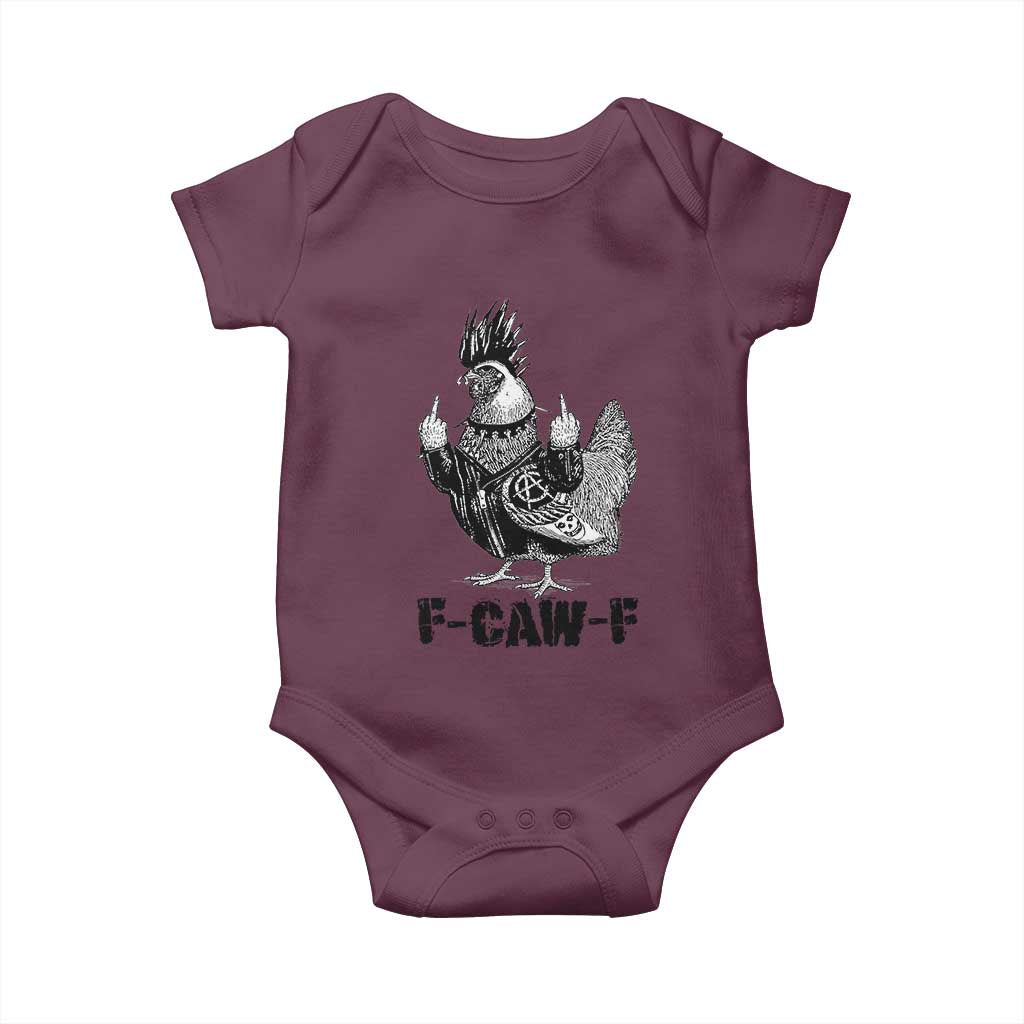F Caw F Screaming Chicken Baby Onesie Metal Heavy Punk Rock Music Lovers TS10 Maroon Print Your Wear