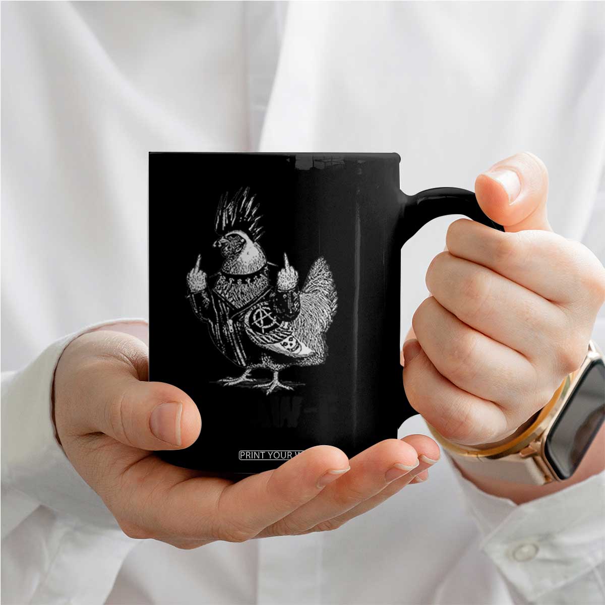F Caw F Screaming Chicken Coffee Mug Metal Heavy Punk Rock Music Lovers TS10 Print Your Wear