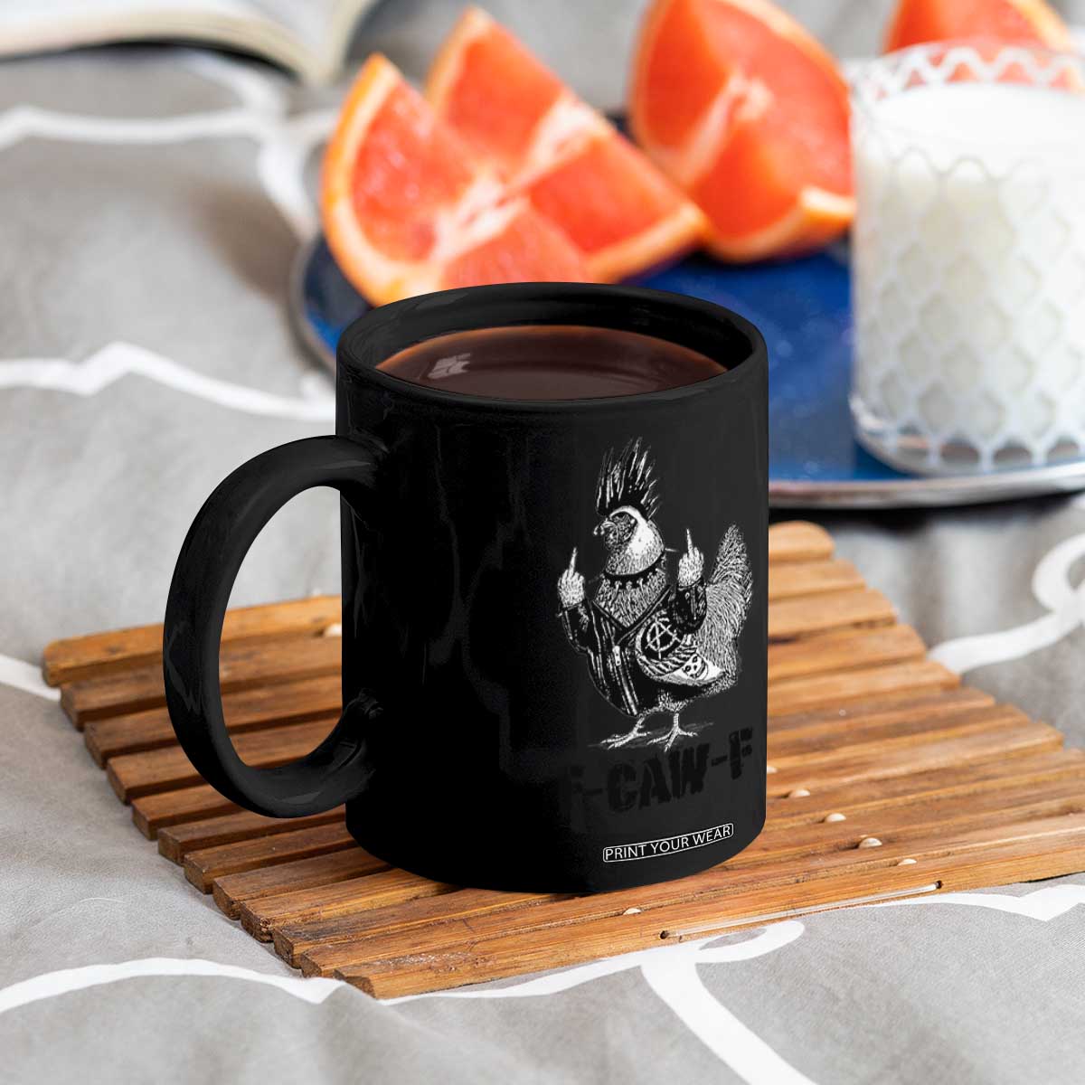 F Caw F Screaming Chicken Coffee Mug Metal Heavy Punk Rock Music Lovers TS10 Print Your Wear