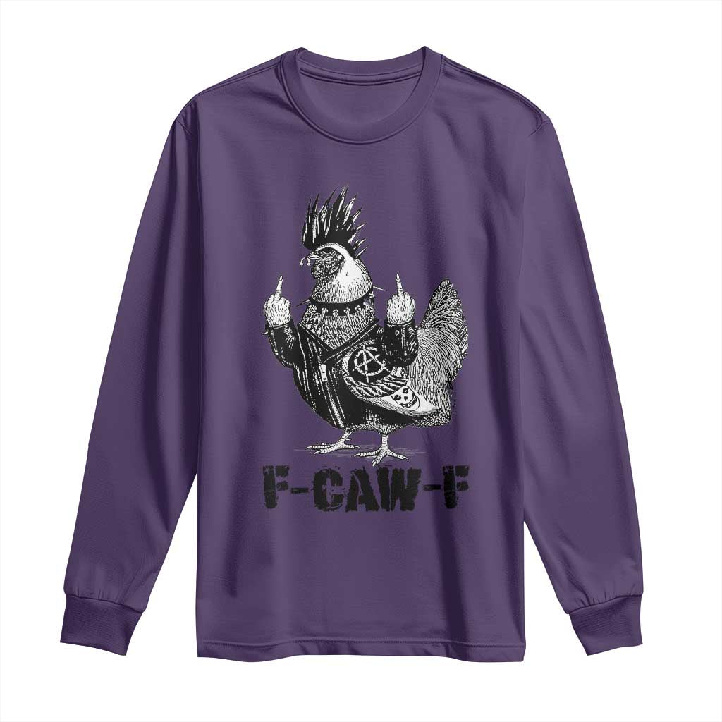 F Caw F Screaming Chicken Long Sleeve Shirt Metal Heavy Punk Rock Music Lovers TS10 Purple Print Your Wear