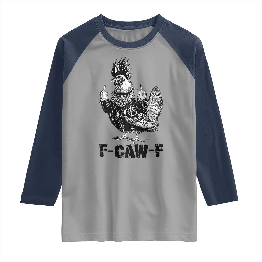 F Caw F Screaming Chicken Raglan Shirt Metal Heavy Punk Rock Music Lovers TS10 Sport Gray Navy Print Your Wear