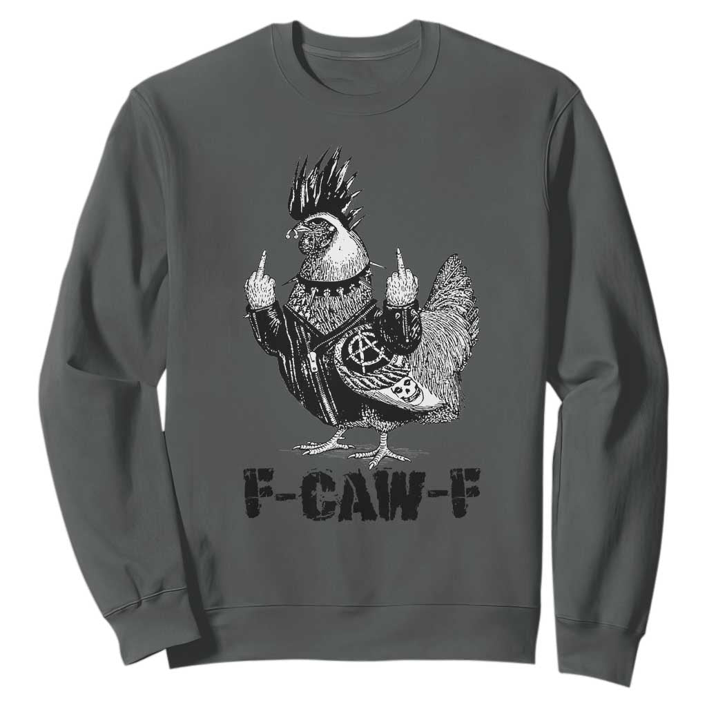 F Caw F Screaming Chicken Sweatshirt Metal Heavy Punk Rock Music Lovers TS10 Dark Heather Print Your Wear