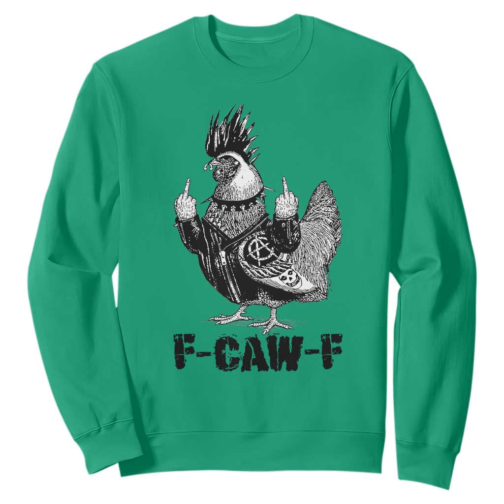 F Caw F Screaming Chicken Sweatshirt Metal Heavy Punk Rock Music Lovers TS10 Irish Green Print Your Wear