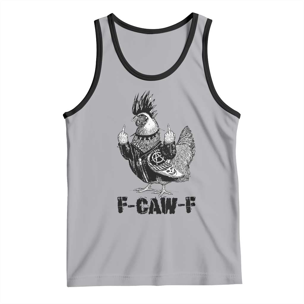 F Caw F Screaming Chicken Tank Top Metal Heavy Punk Rock Music Lovers TS10 Athletic Heather Black Print Your Wear