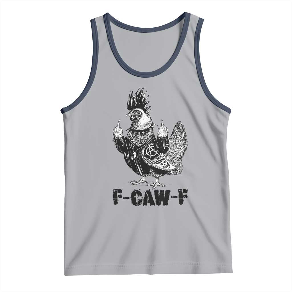 F Caw F Screaming Chicken Tank Top Metal Heavy Punk Rock Music Lovers TS10 Athletic Heather Navy Print Your Wear