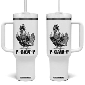 F Caw F Screaming Chicken Tumbler With Handle Metal Heavy Punk Rock Music Lovers TS10 One Size: 40 oz White Print Your Wear