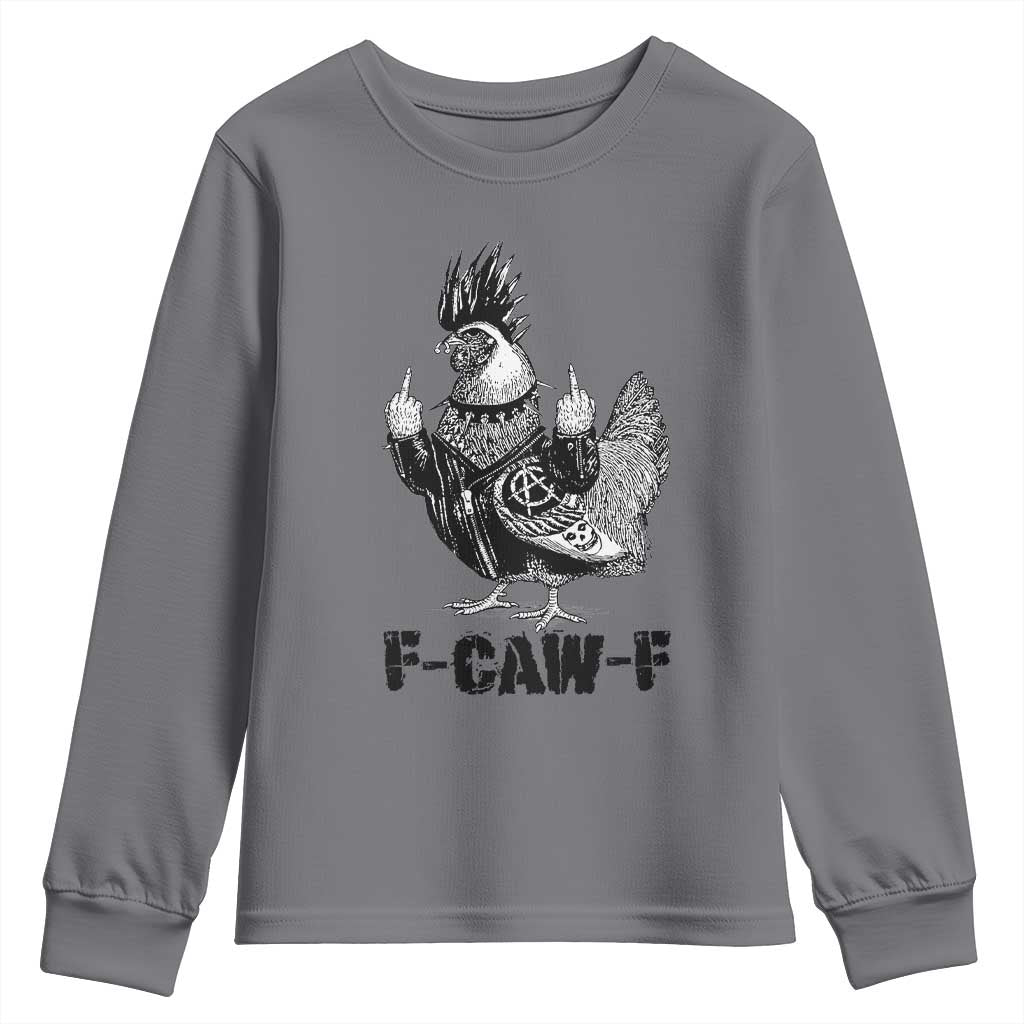 F Caw F Screaming Chicken Youth Sweatshirt Metal Heavy Punk Rock Music Lovers TS10 Charcoal Print Your Wear