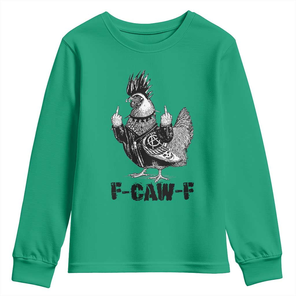 F Caw F Screaming Chicken Youth Sweatshirt Metal Heavy Punk Rock Music Lovers TS10 Irish Green Print Your Wear