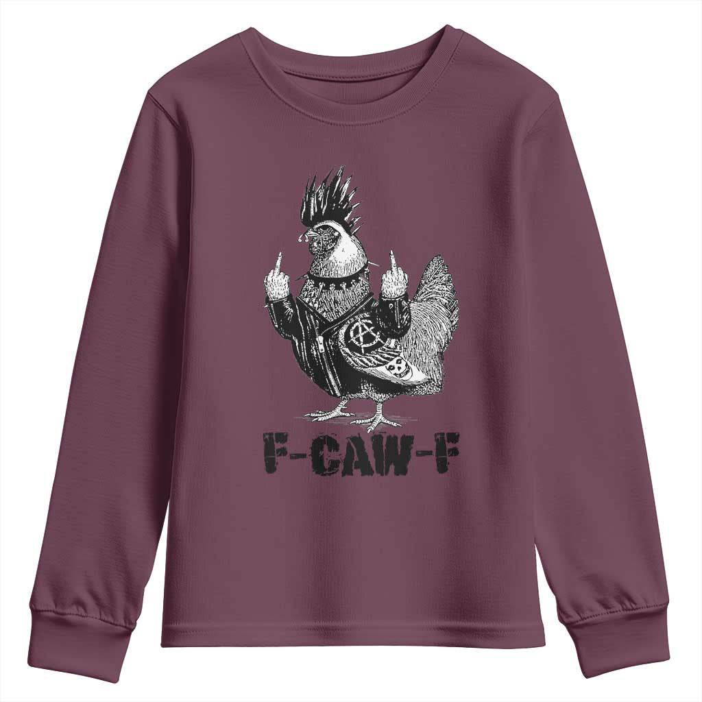 F Caw F Screaming Chicken Youth Sweatshirt Metal Heavy Punk Rock Music Lovers TS10 Maroon Print Your Wear