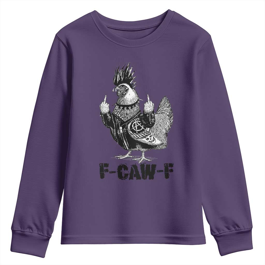 F Caw F Screaming Chicken Youth Sweatshirt Metal Heavy Punk Rock Music Lovers TS10 Purple Print Your Wear