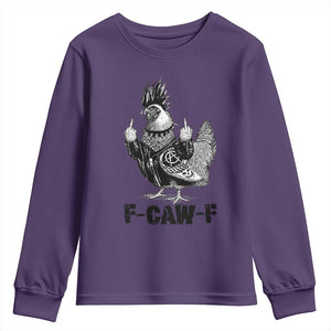 F Caw F Screaming Chicken Youth Sweatshirt Metal Heavy Punk Rock Music Lovers TS10 Purple Print Your Wear
