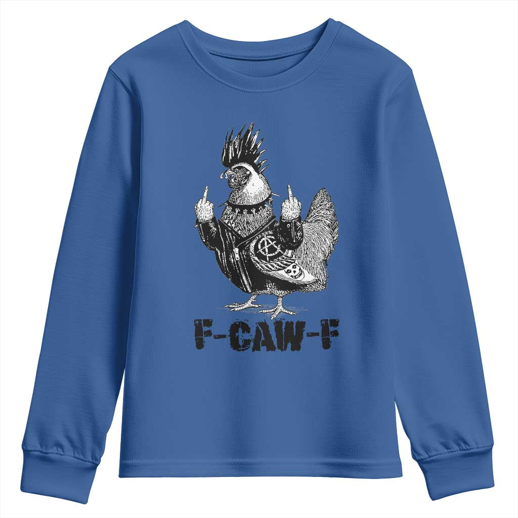 F Caw F Screaming Chicken Youth Sweatshirt Metal Heavy Punk Rock Music Lovers TS10 Royal Blue Print Your Wear
