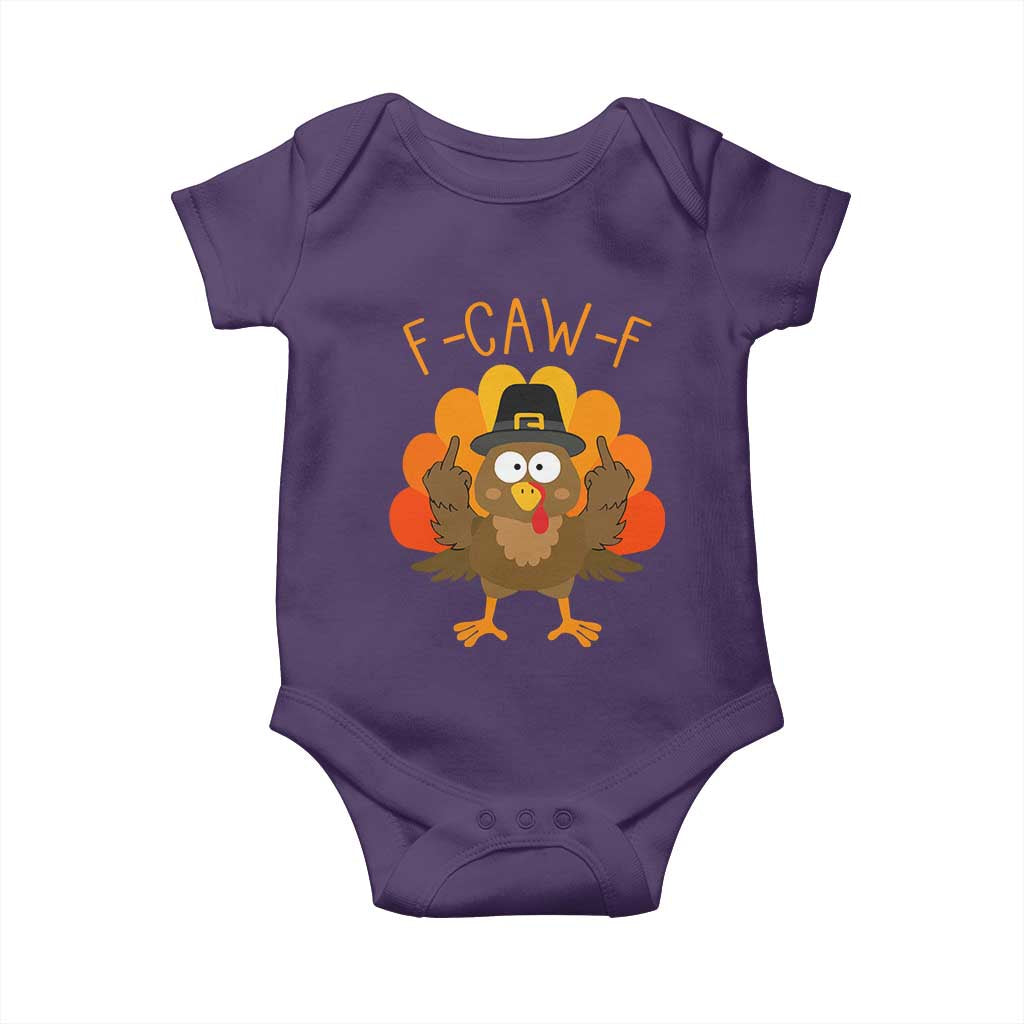 F-Caw-F Funny Turkey Baby Onesie Happy Thanksgiving Day Family Dinner TS10 Purple Print Your Wear