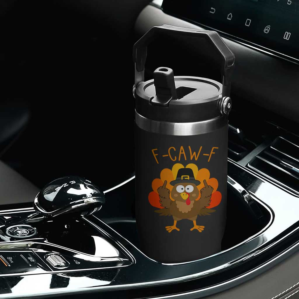 F-Caw-F Funny Turkey Flip Straw Tumbler Happy Thanksgiving Day Family Dinner TS10 Print Your Wear