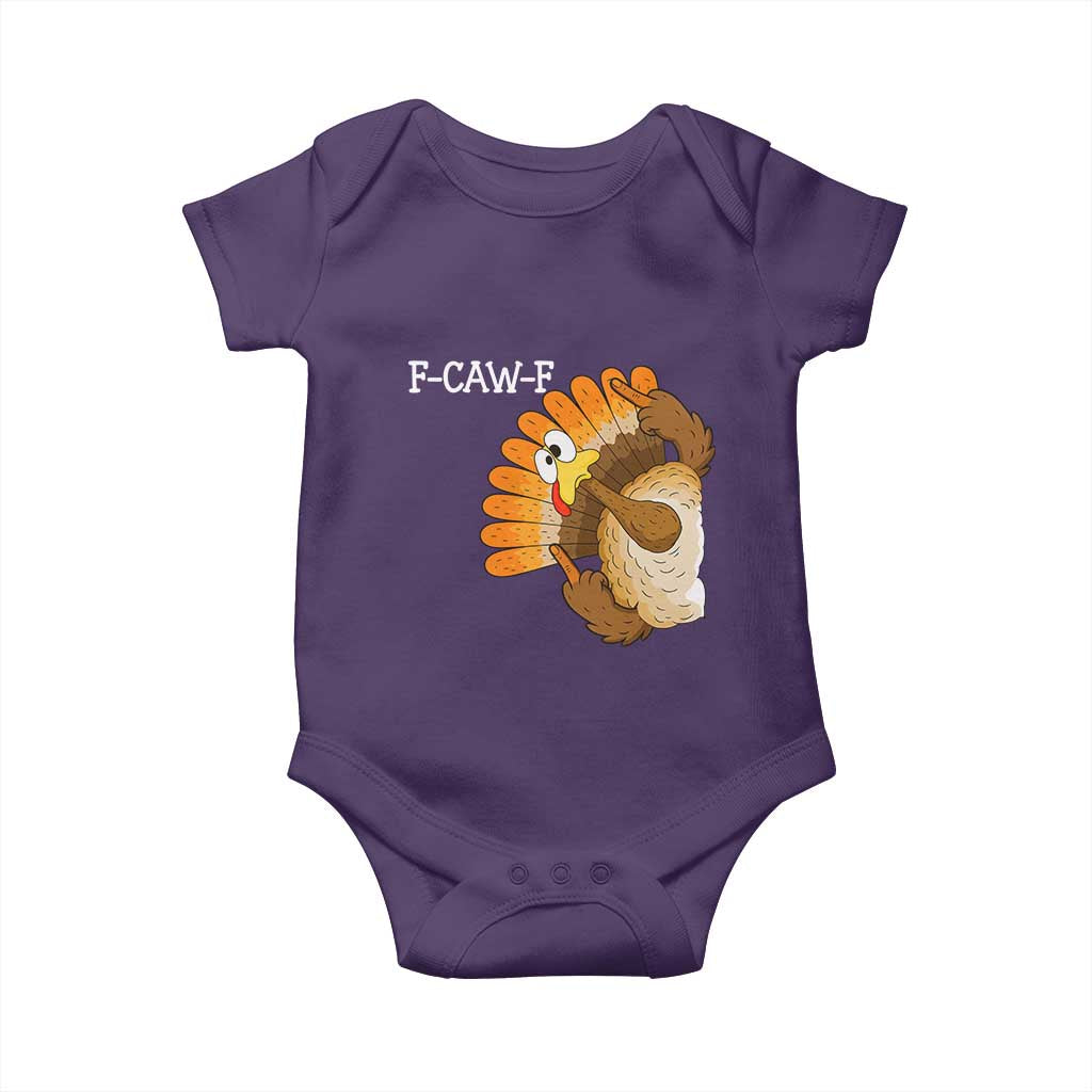 F-Caw-F Funny Silly Turkey Baby Onesie Happy Thanksgiving Day Family Dinner TS10 Purple Print Your Wear