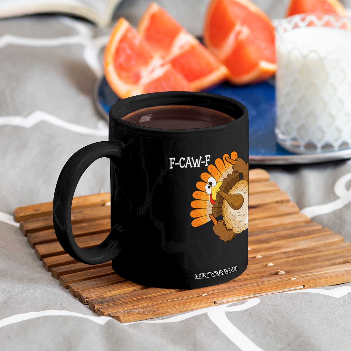 F-Caw-F Funny Silly Turkey Coffee Mug Happy Thanksgiving Day Family Dinner TS10 Print Your Wear