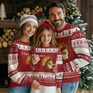 F-Caw-F Funny Silly Turkey Ugly Christmas Sweater Happy Thanksgiving Day Family Dinner - Print Your Wear