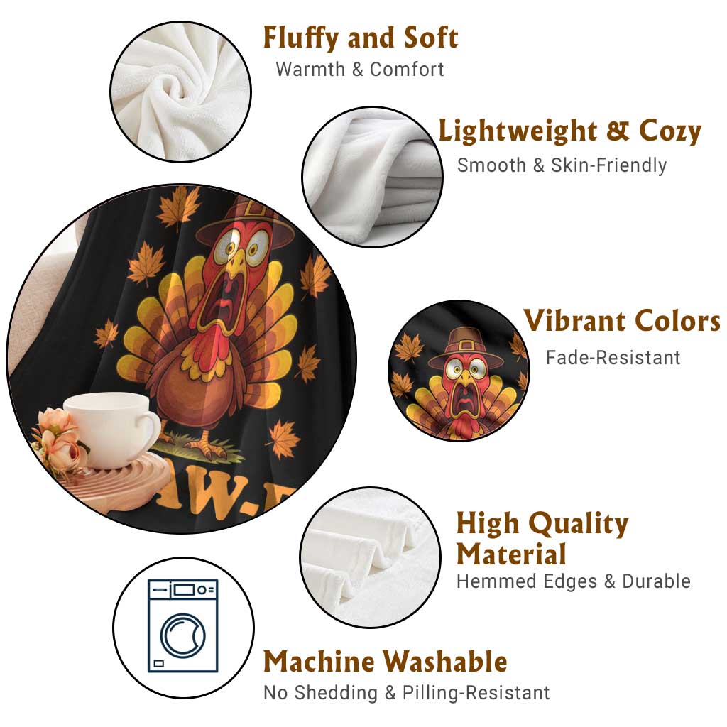 F-Caw-F Funny Turkey Throw Blanket Happy Thanksgiving Day Autumn Family Dinner TS10 Print Your Wear