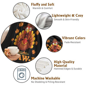 F-Caw-F Funny Turkey Throw Blanket Happy Thanksgiving Day Autumn Family Dinner TS10 Print Your Wear