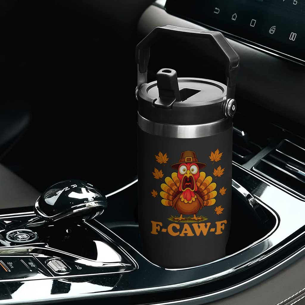 F-Caw-F Funny Turkey Flip Straw Tumbler Happy Thanksgiving Day Autumn Family Dinner TS10 Print Your Wear