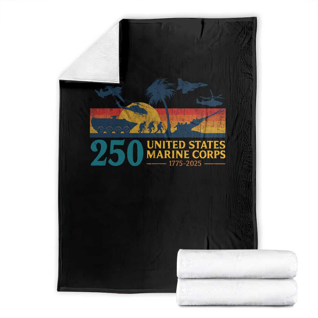 Marine 250th Anniversary Throw Blanket Patriotic Military Gift for Veterans TS10 Black Print Your Wear