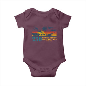 Marine 250th Anniversary Baby Onesie - Patriotic Military Gift for Veterans Baby Bodysuit TS10 Maroon Print Your Wear