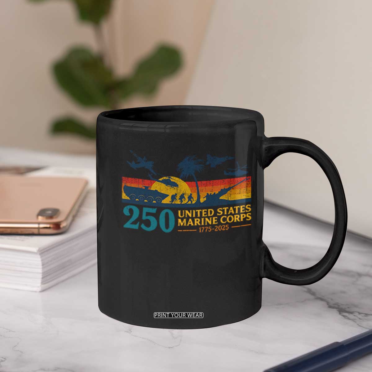 Marine 250th Anniversary Coffee Mug Patriotic Military Gift for Veterans TS10 Print Your Wear
