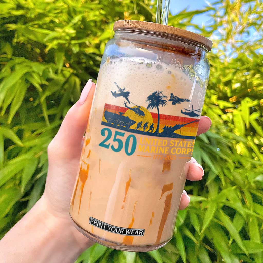 Marine 250th Anniversary Glass Can Patriotic Military Gift for Veterans TS10 Black Print Your Wear